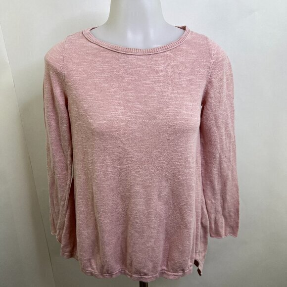 Eileen Fisher Sweater PP Petite Linen Cotton Pink Long Sleeve Crew Neck Solid - Picture 1 of 16